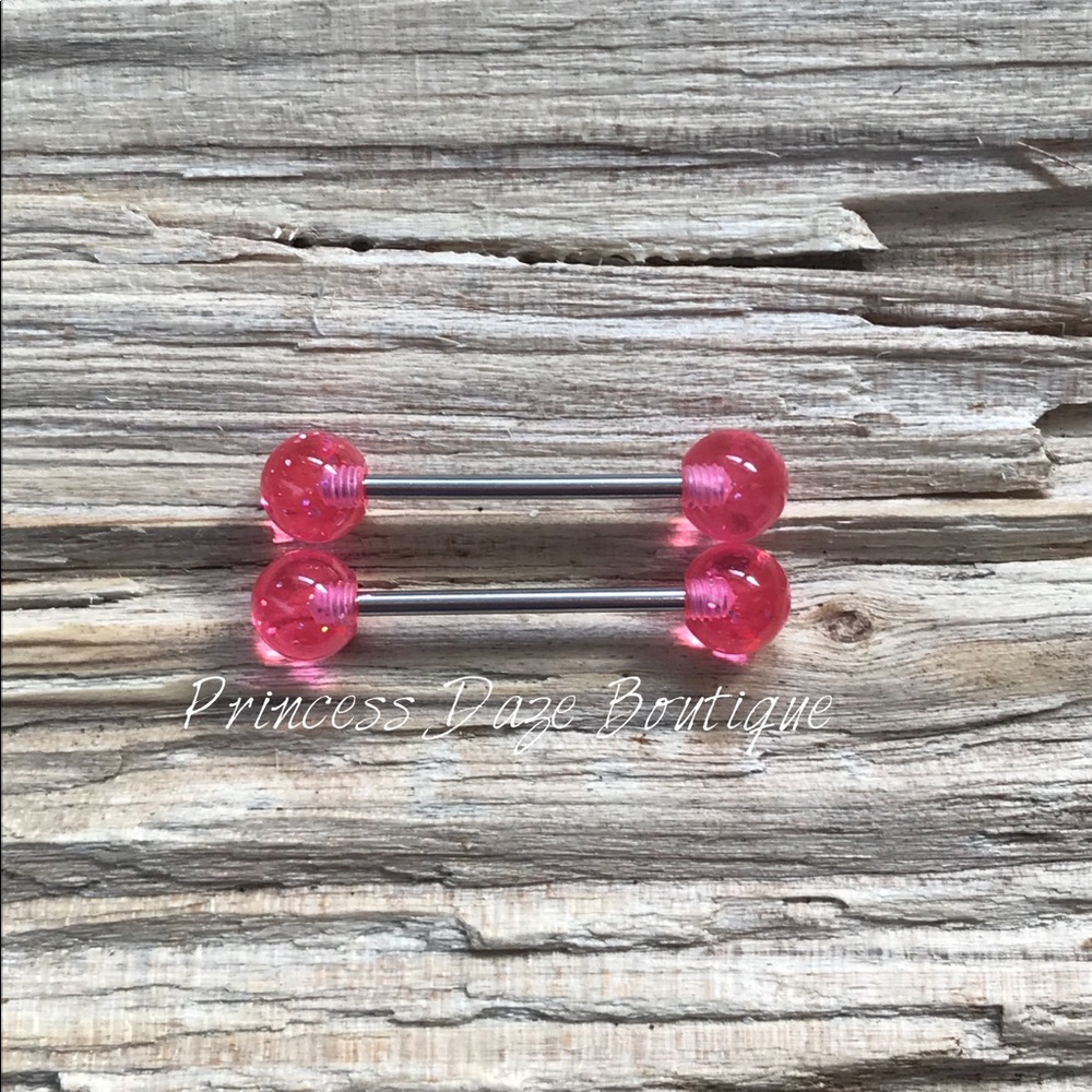 Pink Glitter Sparkle Nipple Ring Set
